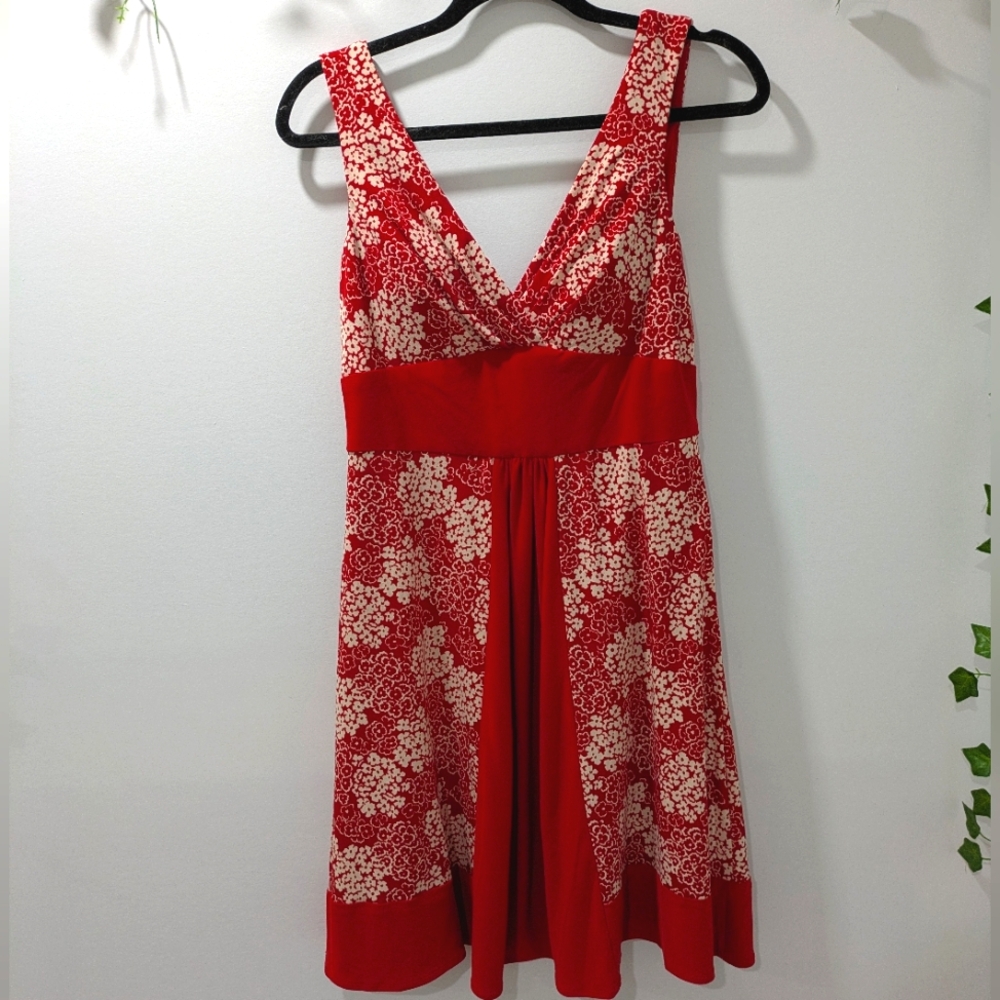 SIZE 8 OC by OC Y2K Red and Cream Summer Floral Dress